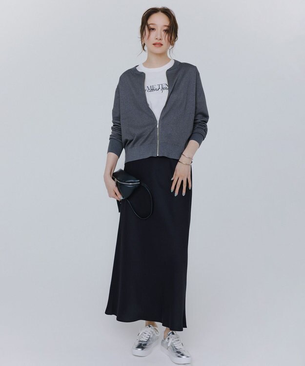 J.PRESS LADIES 【洗える】ラメニット ブルゾン スレートカーキ系