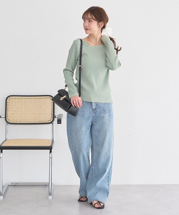 earth music&ecology 軽量フラップ三層ショルダーバッグ Black