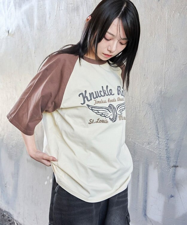 WEGO 【ユニセックス着用ITEM/MLサイズ展開】ヴィンテージライクラグラングラフィックT（SS） ブラウンその他