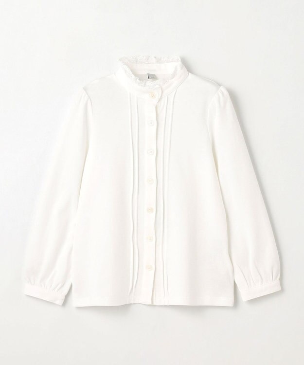 ANY KIDS リボン付きスタンドカラーブラウス ホワイト