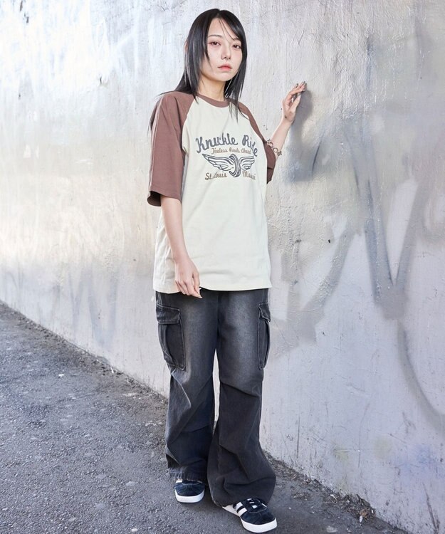 WEGO 【ユニセックス着用ITEM/MLサイズ展開】ヴィンテージライクラグラングラフィックT（SS） ブラウンその他