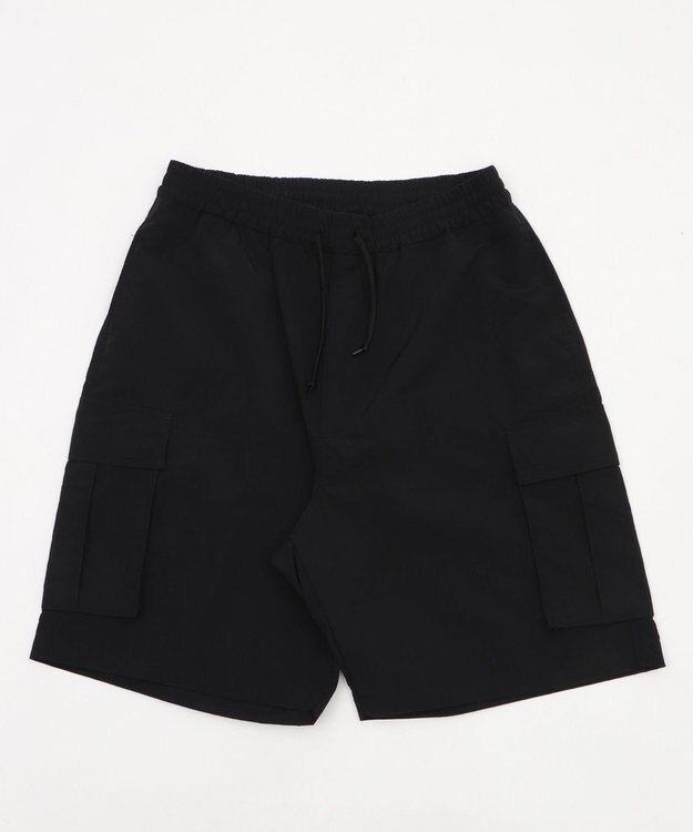 WEGO 【撥水/速乾/ウエストゴム/ユニセックス着用ITEM/MLサイズ展開】ナイロンイージーバギーカーゴショーツ ブラック
