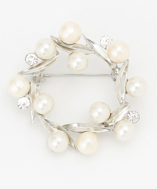 J.PRESS LADIES サークルパール ブローチ シルバー系