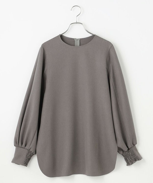 #Newans 【洗濯機可】シャーリングカフスパウダリーブラウス チャコール