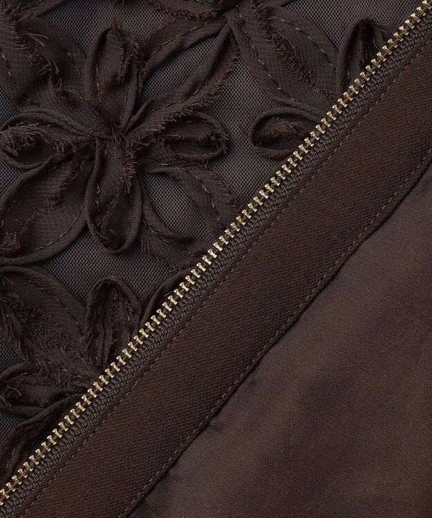 自由区 L 【17号サイズまで展開】テープエンブロイダリー ブルゾン ブラウン