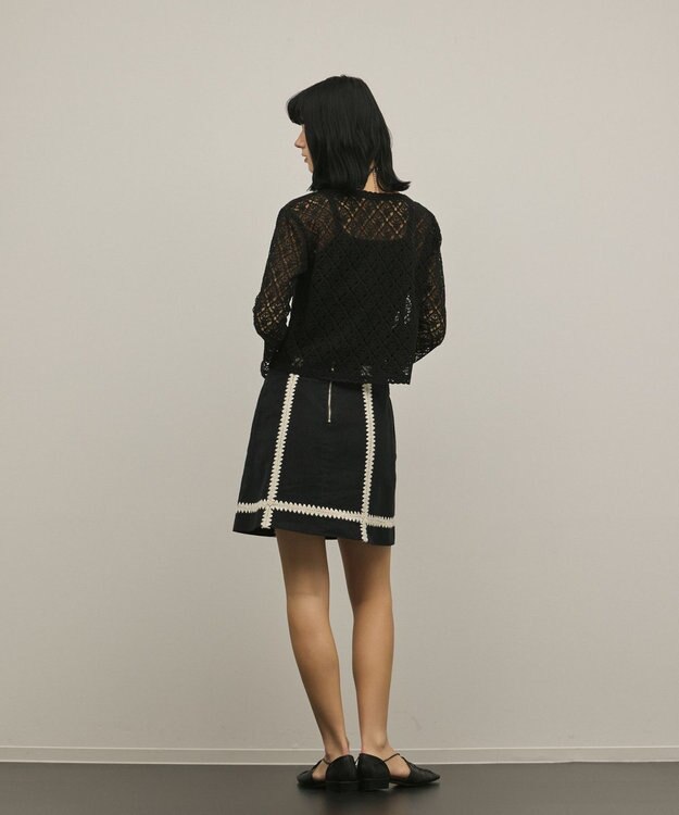 GRACE CONTINENTAL レースフレアスリーブトップ ブラック