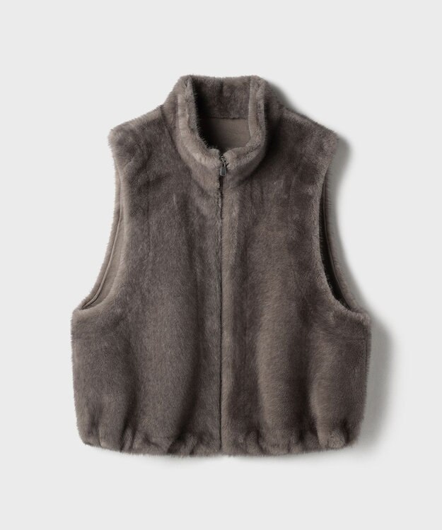 GRACE CONTINENTAL フェイクミンクベスト グレー