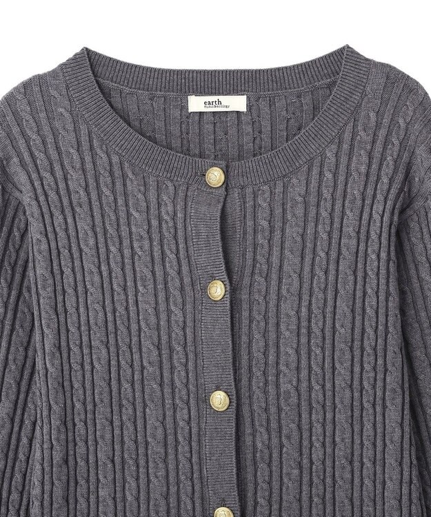 earth music&ecology 【予約】プリーツレイヤーケーブルニットカーディガン Gray