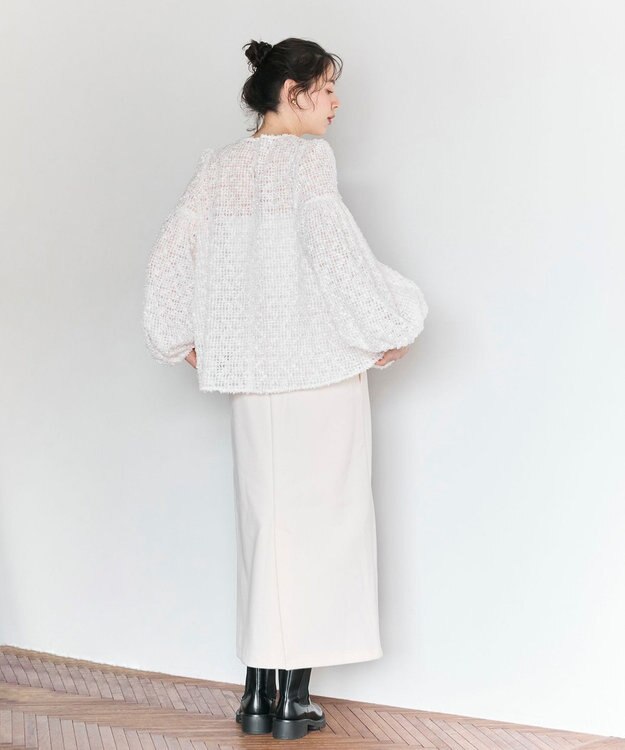 #Newans 【洗える】フィラッフィギャザースリーブブラウス ホワイト
