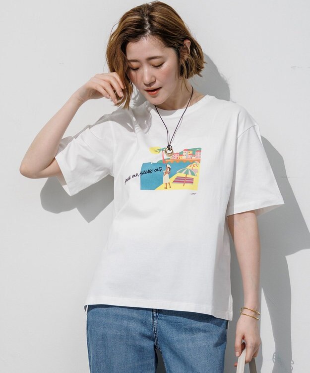23区 L Lauren Rolwing コラボ グラフィックプリント Tシャツ オフ×ビーチ