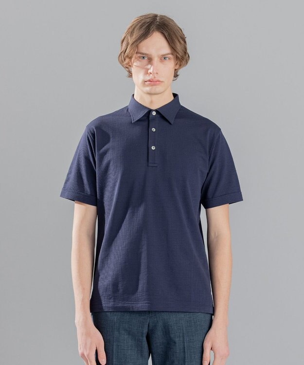 JOSEPH HOMME コンパクトサッカージャージー　ポロシャツ ネイビー系