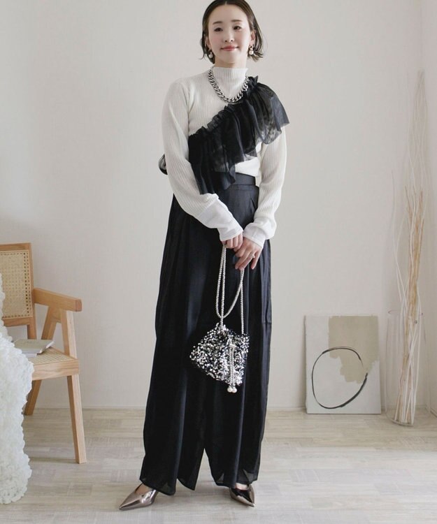 Green Parks AnriettMusee シアータックワイドパンツ Black