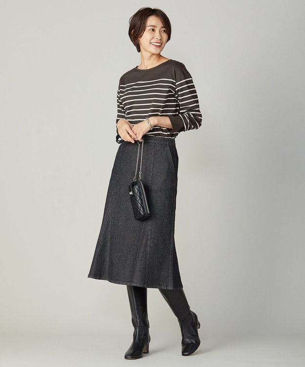 J.PRESS LADIES バスクボーダー カットソー グレー系1