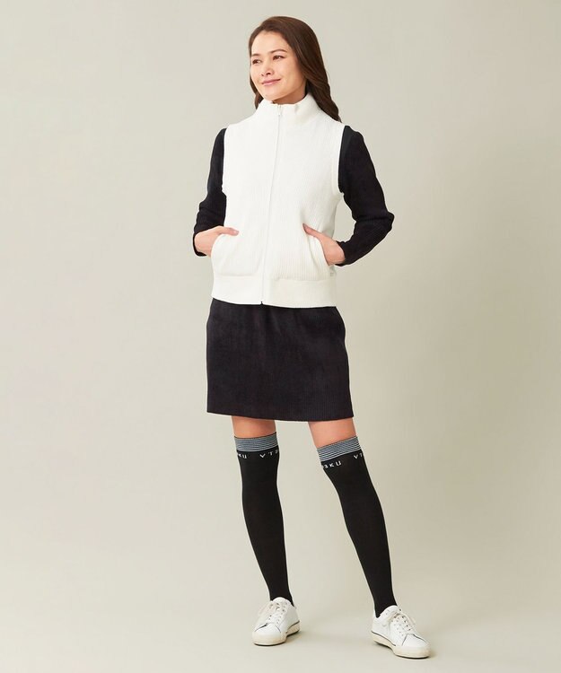 23区GOLF セットアップ可【WOMEN】ストレッチモール ニット スカート ネイビー系