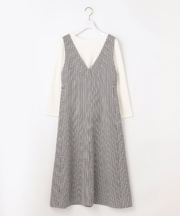 ANY SIS 【洗える】ツイード調ワンピース  セット モノトーン系