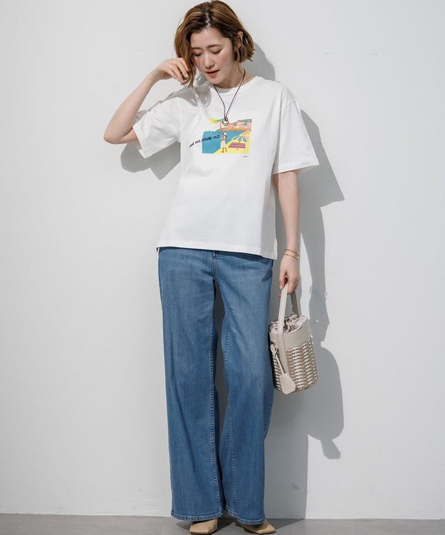 23区 L Lauren Rolwing コラボ グラフィックプリント Tシャツ オフ×ビーチ