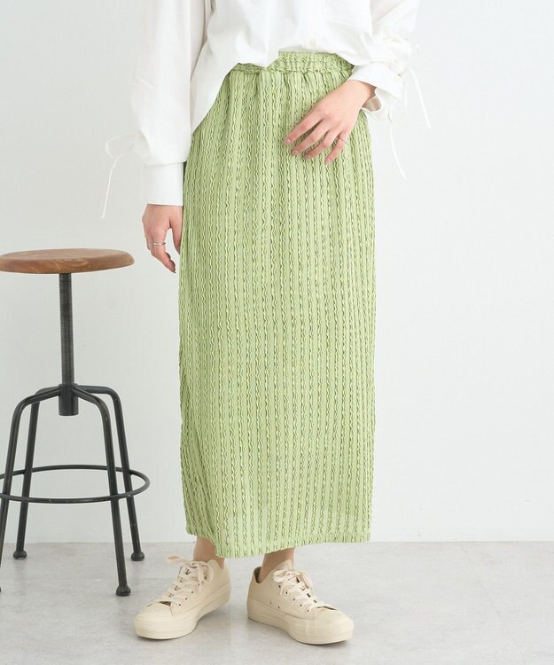 earth music&ecology ベルティカルフリルナロースカート Light Green