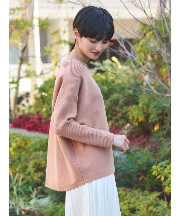 AMERICAN HOLIC バイパチ袖リブラグランニットプルオーバー Pink Beige