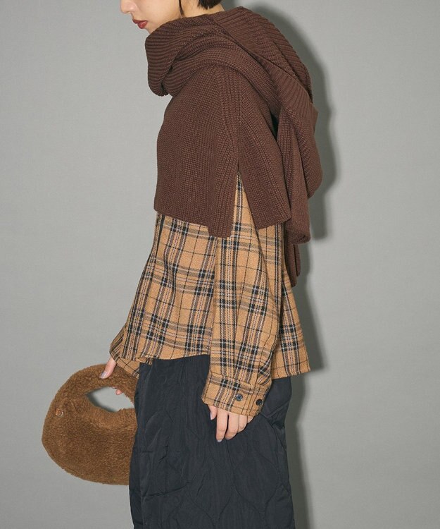 Green Parks フードマフラー＋ケープニット Dark Brown