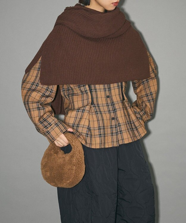 Green Parks フードマフラー＋ケープニット Dark Brown