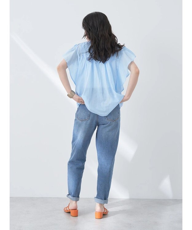 earth music&ecology コットンボイルフリルブラウス Sax