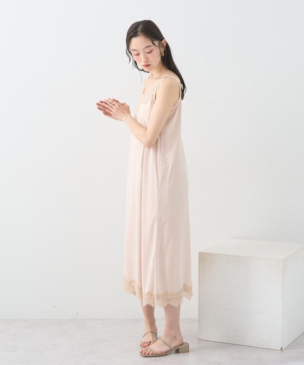 earth music&ecology レースインナーキャミワンピース Gray Beige