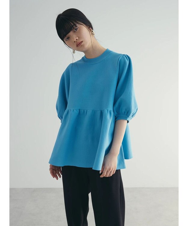 Green Parks armonia. ウエストギャザー袖ボリュームニット Blue