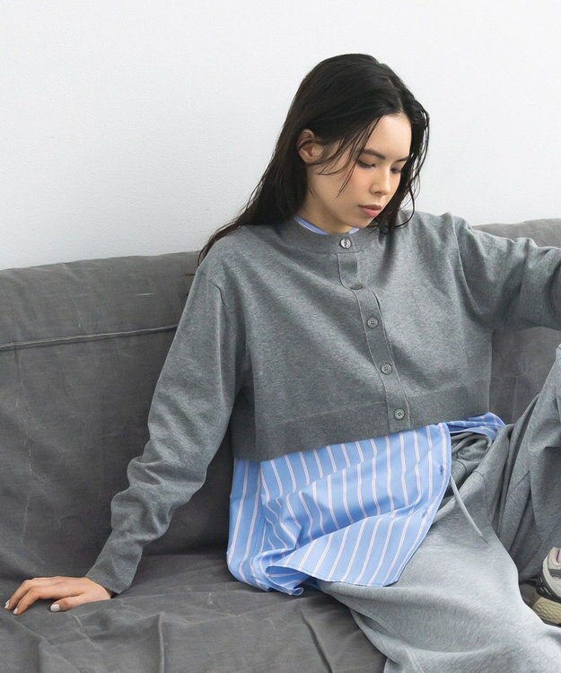 CRAFT STANDARD BOUTIQUE 選べる丈/クルーネックカーディガン Gray Mixture