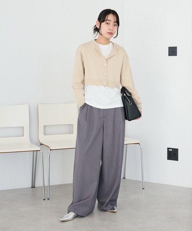 CRAFT STANDARD BOUTIQUE 選べる丈/クルーネックカーディガン Gray Beige