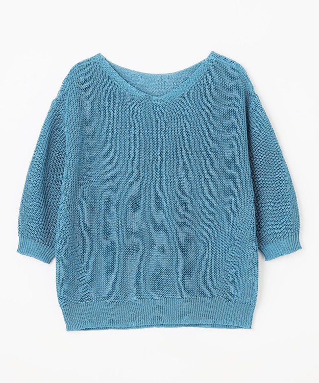 ANY L 【洗濯機可/前後着用可/アンチピリング】２ＷＡＹドライニット ターコイズ