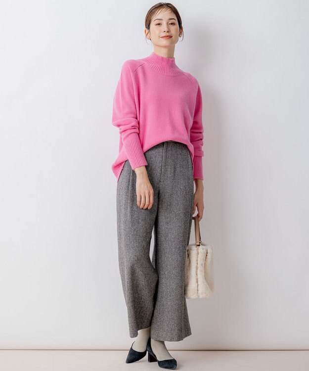 組曲 【8色展開・WEB限定】ウールカシミヤミックス ハイネック ニット ローズピンク系9