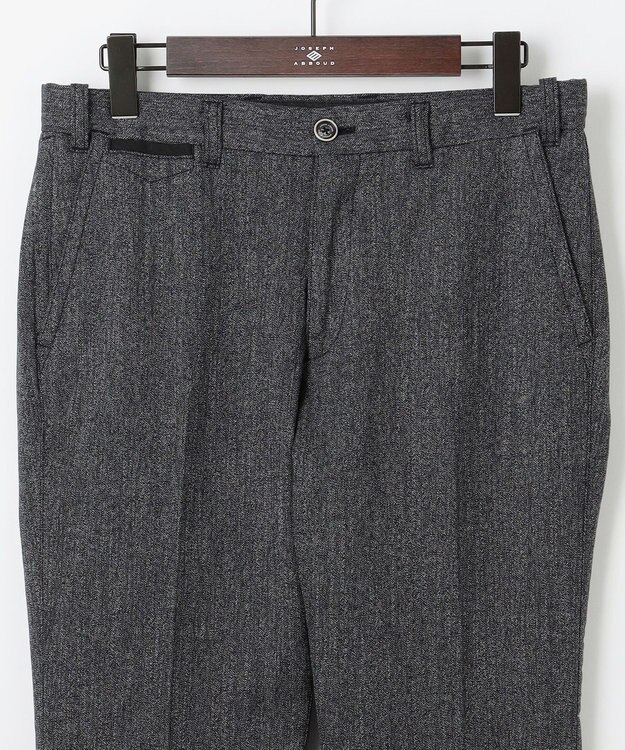 JOSEPH ABBOUD 【キングサイズ・ウエストも伸びる!オーガニックコットン使用】ムリネへリンボンストレッチ パンツ グレー系