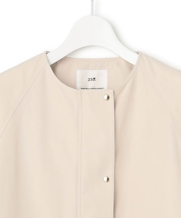 23区 【撥水加工】ライトツイル ノーカラーコート ベージュ系