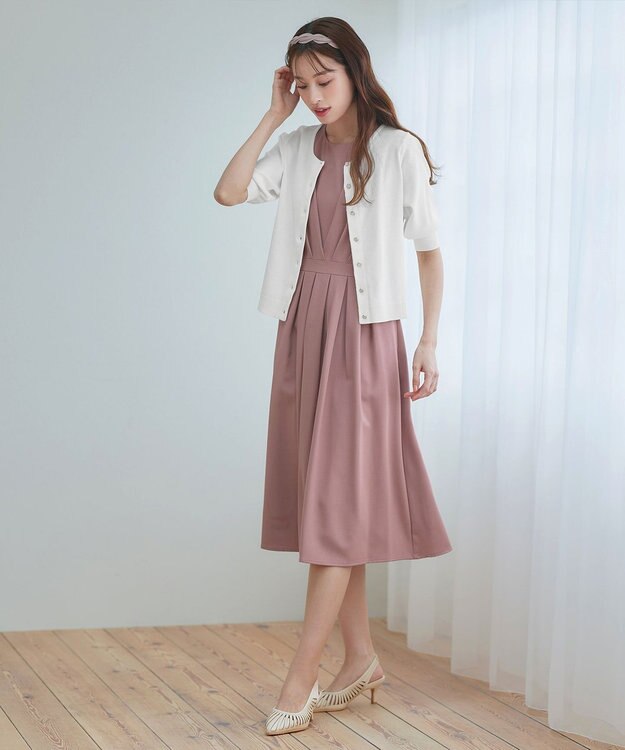 Tiaclasse  【洗える】ハーフスリーブサマーニットカーディガン オフホワイト