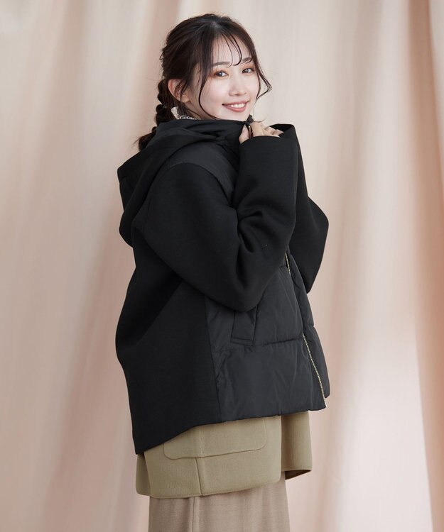 Tiaclasse ファイバーダウン×ダンボール異素材ショートコート ブラック