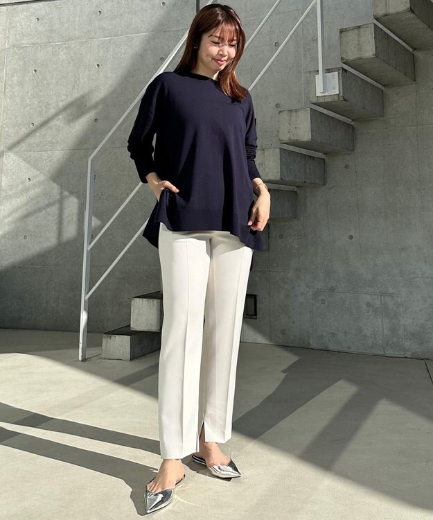 UNFILO マイビューティニット ボートネック ネイビー