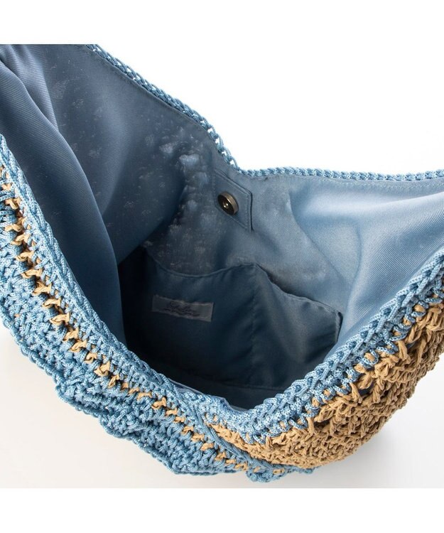 UNBILLION cachecache フリル編みワンハンドルクロッシェトート サックスブルー