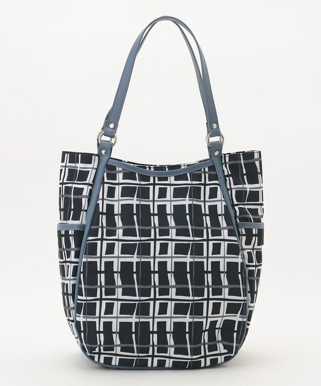 Y'SACCS ドローイングチェックトートバッグ ネイビー