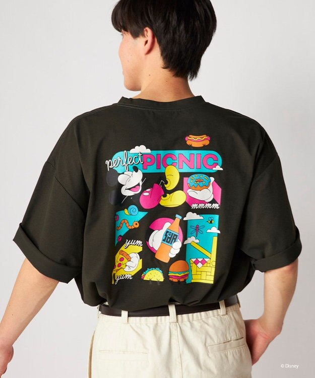 OP／FILA 【Ocean Pacific】ミッキー/水陸両用ビッグTシャツ/ユニセックス チャコールグレー