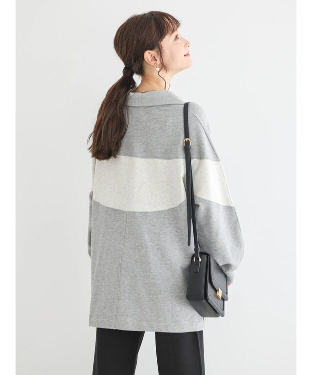 AMERICAN HOLIC ハーフＺＩＰ配色切り替え裏毛チュニック Light Gray Mixture