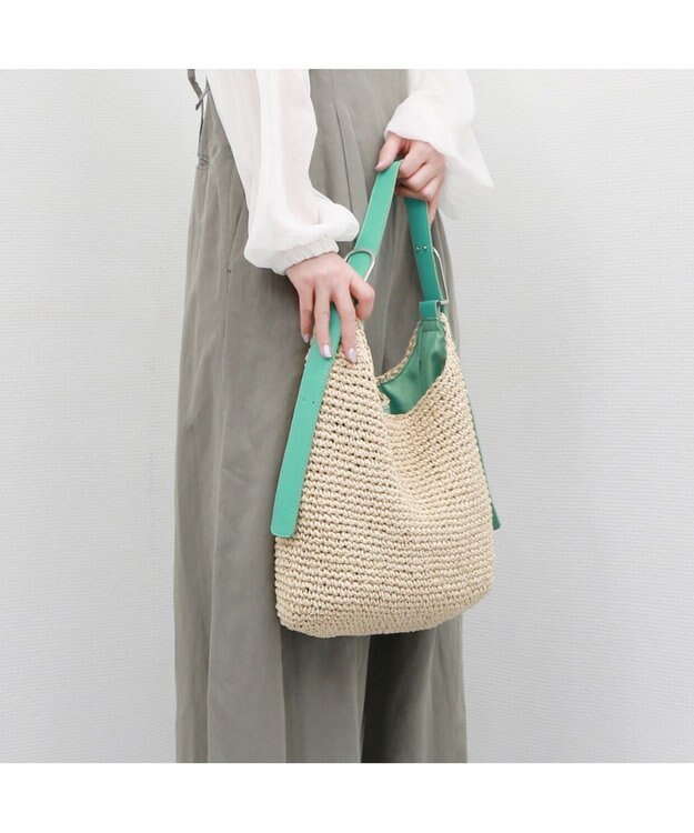 UNBILLION カシュカシュ cachecache / フリーハンドルクロッシェトートバッグ グリーン