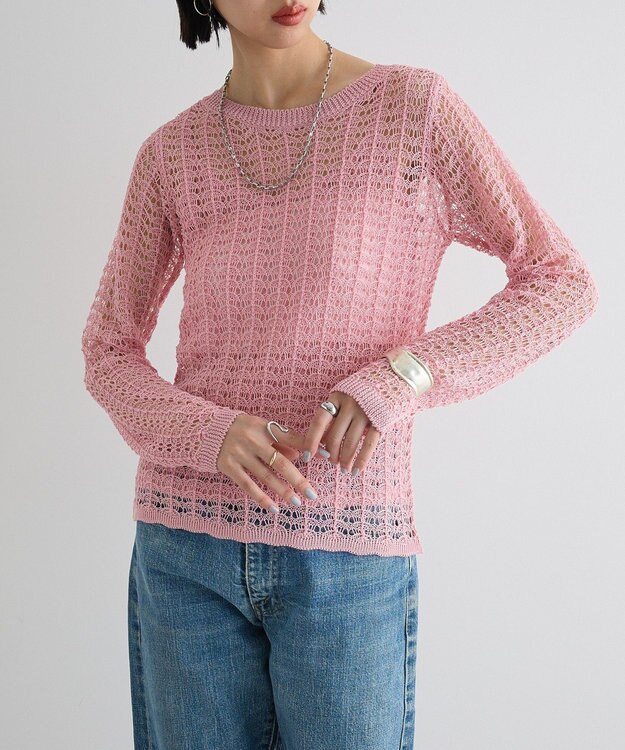 Green Parks ＳＥＴ２点　クロシェ風ニットプルオーバー Pink