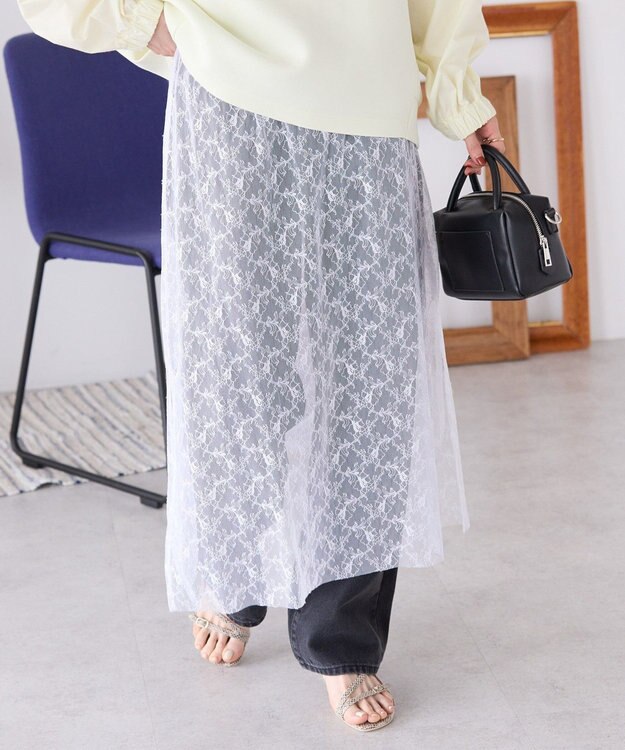 AMERICAN HOLIC サイドスリットレーススカート Off White