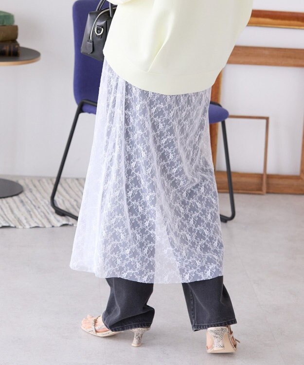 AMERICAN HOLIC サイドスリットレーススカート Off White