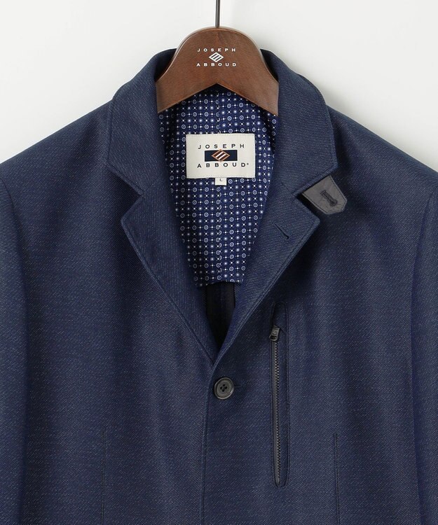 JOSEPH ABBOUD 【清涼/軽量/ストレッチ/ソフト】プリントレノクロス コンバーチブル ジャケット ネイビー系