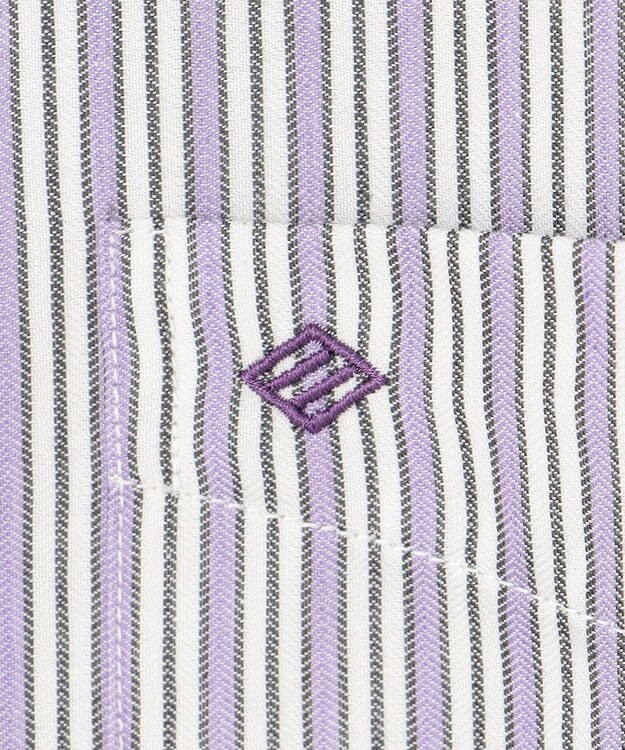 JOSEPH ABBOUD 【柔らか・光沢感】コットンビエラストライプ シャツ パープル系1