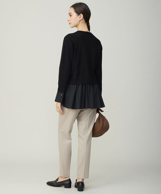 ICB レーヨンシルクストレッチブレンド ドッキングペプラムプルオーバー ブラック