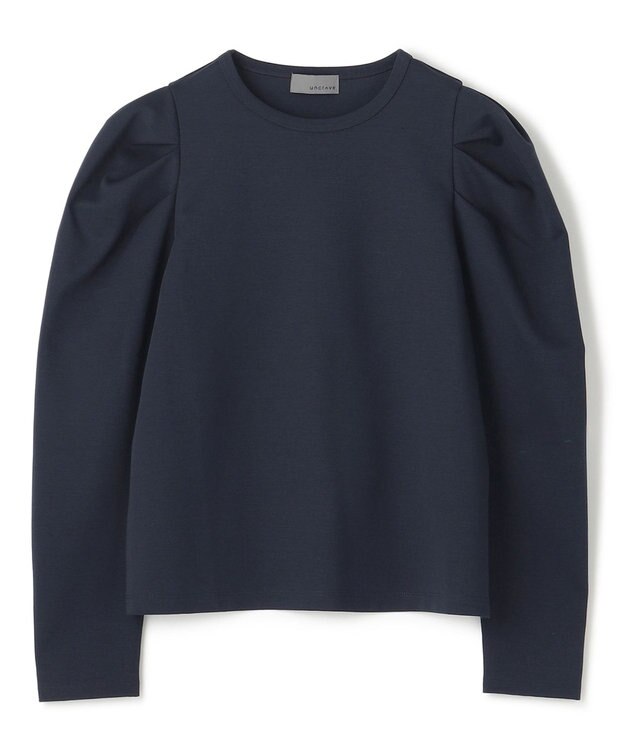 uncrave 【UVケア・接触冷感】ダブルフェイスジャージー ボリュームスリーブ カットソー(長袖)（uncrave STANDARD） ネイビー