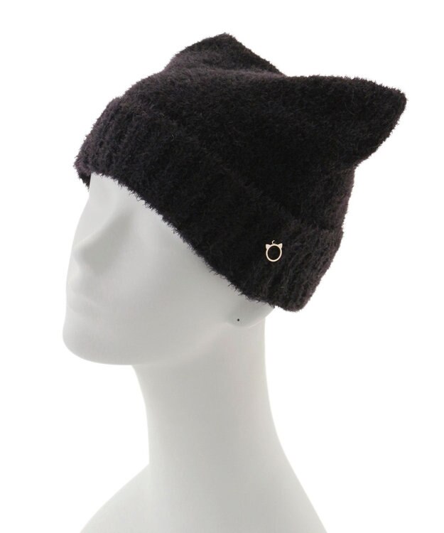 MOONBAT PAUL&JOE ACCESSOIRES(ポール&ジョー)ネコミミ シャギー ニット帽 ブラック