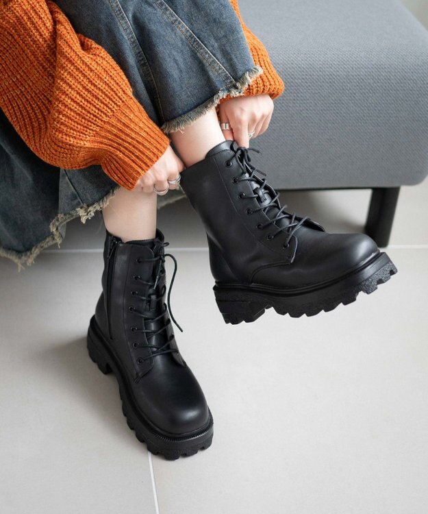 WEGO レースアップショートブーツ ブラック